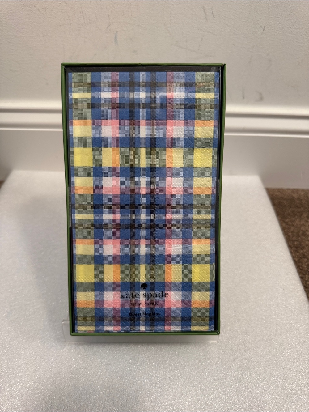 Kate spade garden plaid guest napkin set of 40 NIP